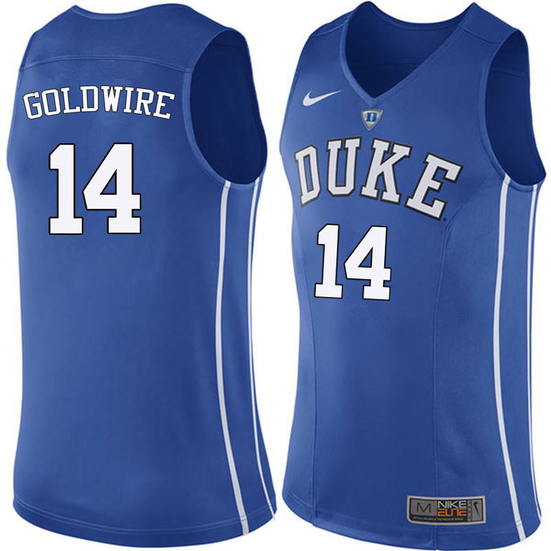 Men Duke Blue Devils #14 Jordan Goldwire College Basketball Jerseys Sale-Blue
